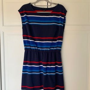 Tommy Hilfiger Jersey Knit Dress Women's Medium- elastic‎ waist- navy/red stripe